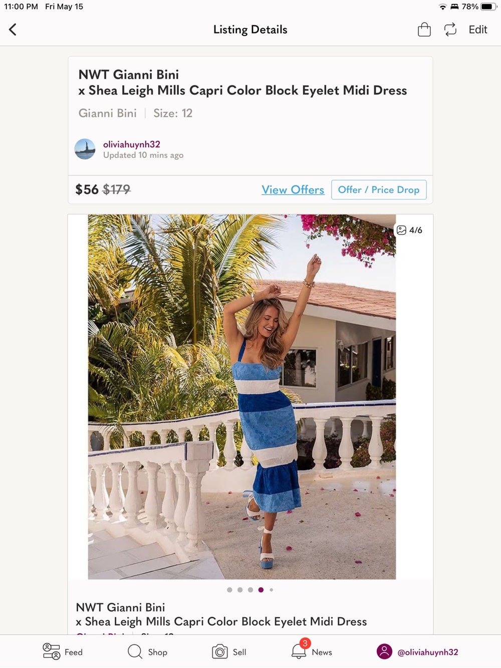 NWT Gianni Bini
x Shea Leigh Mills Capri Color Block Eyelet Midi Dress - Picture 4 of 6